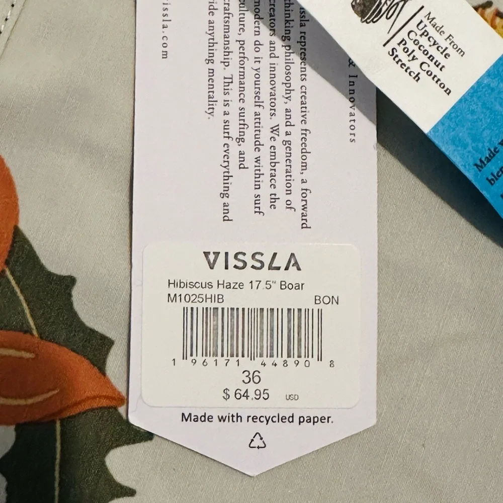 VISSLA Cream and Orange Board Shorts Tropical Swimwear